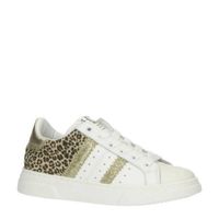Hip H1261 leren sneakers met panterprint wit/goud - thumbnail