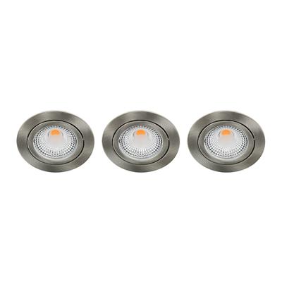 Set 3x Bella Ondiepe LED spot kantelbaar 5Watt rond NIKKEL IP65 dimbaar