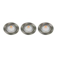 Set 3x Bella Ondiepe LED spot kantelbaar 5Watt rond NIKKEL IP65 dimbaar