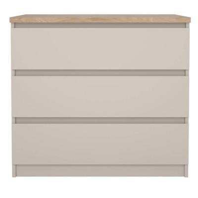 Leen Bakker - Ladekast Naia 3 Lades - Greige/eiken - 70,1x77x50 Cm - Spaanplaat - Taupe#Beige#Grijs - 76.8x70.1x50 Cm