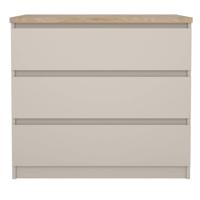 Leen Bakker - Ladekast Naia 3 Lades - Greige/eiken - 70,1x77x50 Cm - Spaanplaat - Taupe#Beige#Grijs - 76.8x70.1x50 Cm