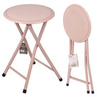Urban Living Bijzet krukje - 2x - roze - metaal - 30 x 45 cm - inklapbaar - woonaccessoires
