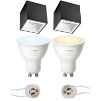 Philips Hue Opbouwspot Set - Vierkant Verdiept Mat Zwart/Wit - Bluetooth