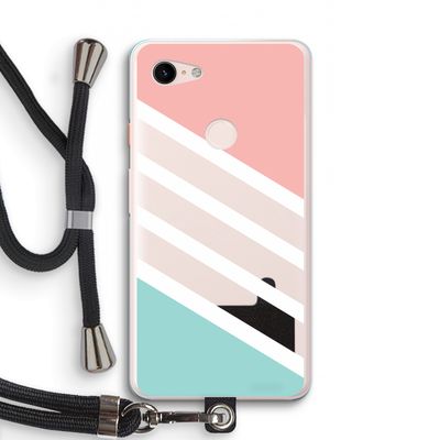 Strepen pastel: Pixel 3 XL Transparant Hoesje met koord