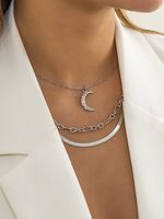 Vintage Eenvoudig Maan Hanger Halsketting - thumbnail