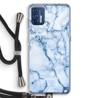 Blauw marmer: Motorola Moto G9 Plus Transparant Hoesje met koord
