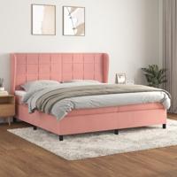 Boxspring met matras fluweel roze 200x200 cm