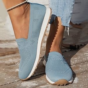 Dames Sneakers Instappers Comfortabele schoenen Dagelijks Platte hak Ronde Teen Modieus Casual Comfortabel Wandelen Vliegende weven Leegloper Zwart Donkerblauw Beige Lightinthebox