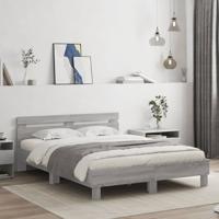 Bedframe met hoofdeinde en LED grijs sonoma eiken 140x200 cm