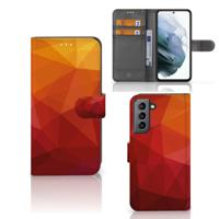 Book Case voor Samsung Galaxy S21 FE Polygon Red | Portemonnee hoesje Book Case voor Samsung Galaxy S21 FE Polygon Red | Portemonnee hoesje