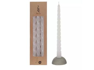 Twisted candles set 3 st, white - Hortus