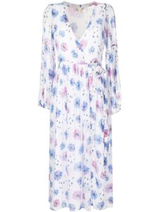 LoveShackFancy robe portefeuille à fleurs - Bleu