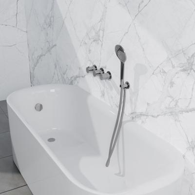 Fortifura Nebbio Badcombinatie-set - thermostaatkraan - inbouwdeel - inbouw uitbreiding - wandaansluitbocht - gladde doucheslang - ronde handdouche - badafvoer opbouw - chroom SW1183064 SW1183076 SW1183077 SW542643 SW706209 SW