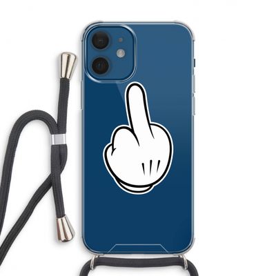 Middle finger black: iPhone 12 Transparant Hoesje met koord