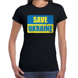 Save Ukraine t-shirt zwart dames - Oekraine shirt met Oekraiense vlag