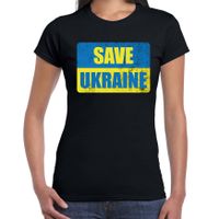 Save Ukraine t-shirt zwart dames - Oekraine shirt met Oekraiense vlag