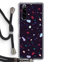 Dark Rounded Terrazzo: Sony Xperia 5 Transparant Hoesje met koord