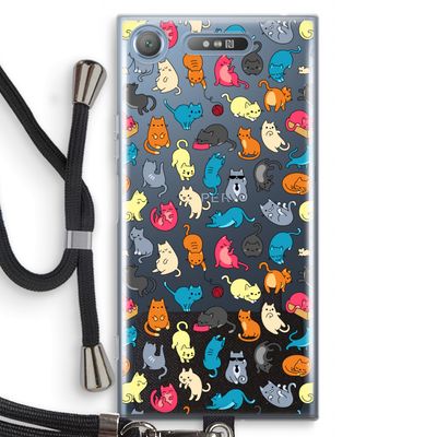 Kleurrijke katten: Sony Xperia XZ1 Transparant Hoesje met koord