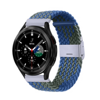 Braided nylon bandje - Groen / blauw - Samsung Galaxy Watch 4 Classic - 42mm / 46mm - thumbnail