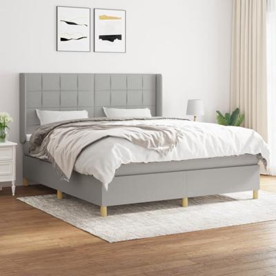 Boxspring met matras stof lichtgrijs 180x200 cm