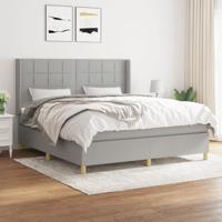 Boxspring met matras stof lichtgrijs 180x200 cm