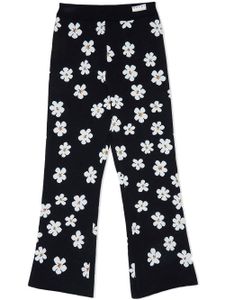 Marni Kids pantalon à fleurs en maille intarsia - Noir