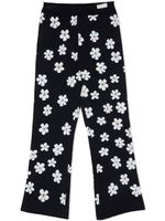 Marni Kids pantalon à fleurs en maille intarsia - Noir - thumbnail