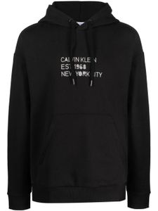 Calvin Klein hoodie en coton à logo imprimé - Noir