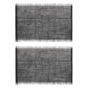 Set van 4x stuks placemats uni zwart jute 45 x 30 cm - Placemats