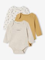 Set van 3 body's voor pasgeborenen met Amerikaanse opening gemêleerd beige