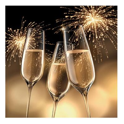 Ambiente Servetten Oud en Nieuw - 20x stuks - 3 laags - 33 x 33 cm - champagne