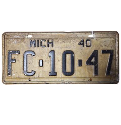 Michigan 1940 Kentekenplaat - Origineel