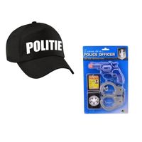 Zwarte politie verkleed pet met accessoire set voor kinderen - thumbnail