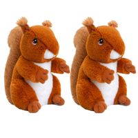 Keel Toys 2x stuks pluche knuffel dier rode eekhoorn 18 cm - thumbnail