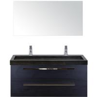 Seville Badmeubelset 120 cm - 2 Laden Black Oak - Wastafel Lucca Enkel met Spiegel