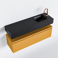 Toiletmeubel Mondiaz Andor | 100 cm | Meubelkleur Ocher | Lex vrijhangend wastafel Urban Rechts | 1 kraangat