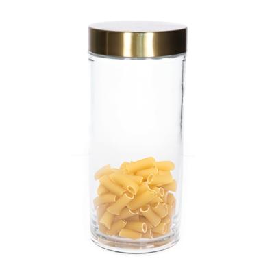 Voorraadpot - 1200 ml - glas - draaideksel - goud - 10 x 22 cm - weckpot
