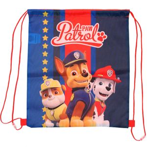 Paw Patrol Chase gymtas/rugzak/rugtas voor kinderen - blauw/rood - polyester - 40 x 35 cm