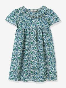 Meisjesjurk van Liberty® CYRILLUS-stof groen, bedrukt