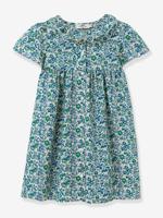 Meisjesjurk van Liberty® CYRILLUS-stof groen, bedrukt