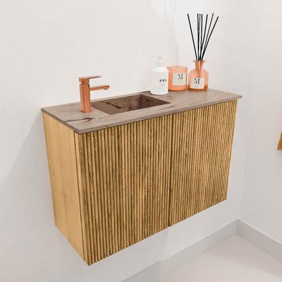 Toiletmeubel Mondiaz Joya Dlux | 60 cm | Meubelkleur Oak | Faye wastafel Arena Wasbak Links | 1 kraangat