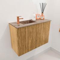 Toiletmeubel Mondiaz Joya Dlux | 60 cm | Meubelkleur Oak | Faye wastafel Arena Wasbak Links | 1 kraangat