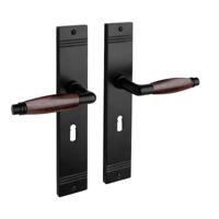 De Oude Deurklink Deurklink Retro palissander zwart op schild met sleutelgat PC 55mm De Oude Deurklink Deurklink Retro palissander zwart op schild met sleutelgat PC 55mm
