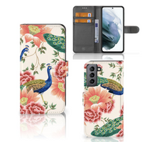 Telefoonhoesje met Pasjes voor Samsung Galaxy S21 FE Pink Peacock