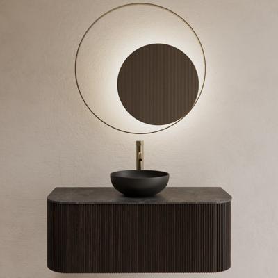 Badkamerspiegel Gliss Design Kosmos | 90 cm | Indirecte LED verlichting | Sensor bediening | Met spiegelverwarming | Mat goud