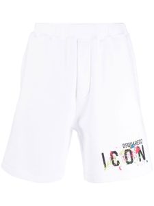 DSQUARED2 short de sport en coton à logo Icon - Blanc