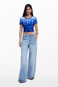 Wide Leg jeans met V-taille - BLUE - 40