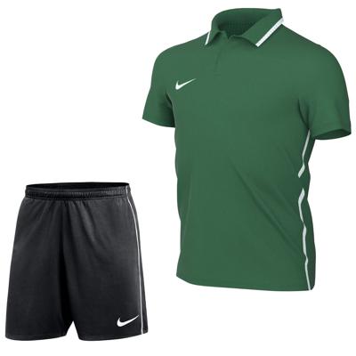 Nike Dri-FIT Park 26 Polo Trainingsset Kids Donkergroen Zwart Nike Dri-FIT Park 26 Polo Trainingsset Kids Donkergroen Zwart