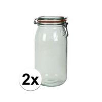 2x stuks Weckpotten/inmaakpotten met klepdeksel 3 liter - thumbnail