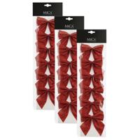 Kerst ornamenten strikken - 24x st - rood - 10 x 12 cm - kerstboomstrikjes - kerstversiering